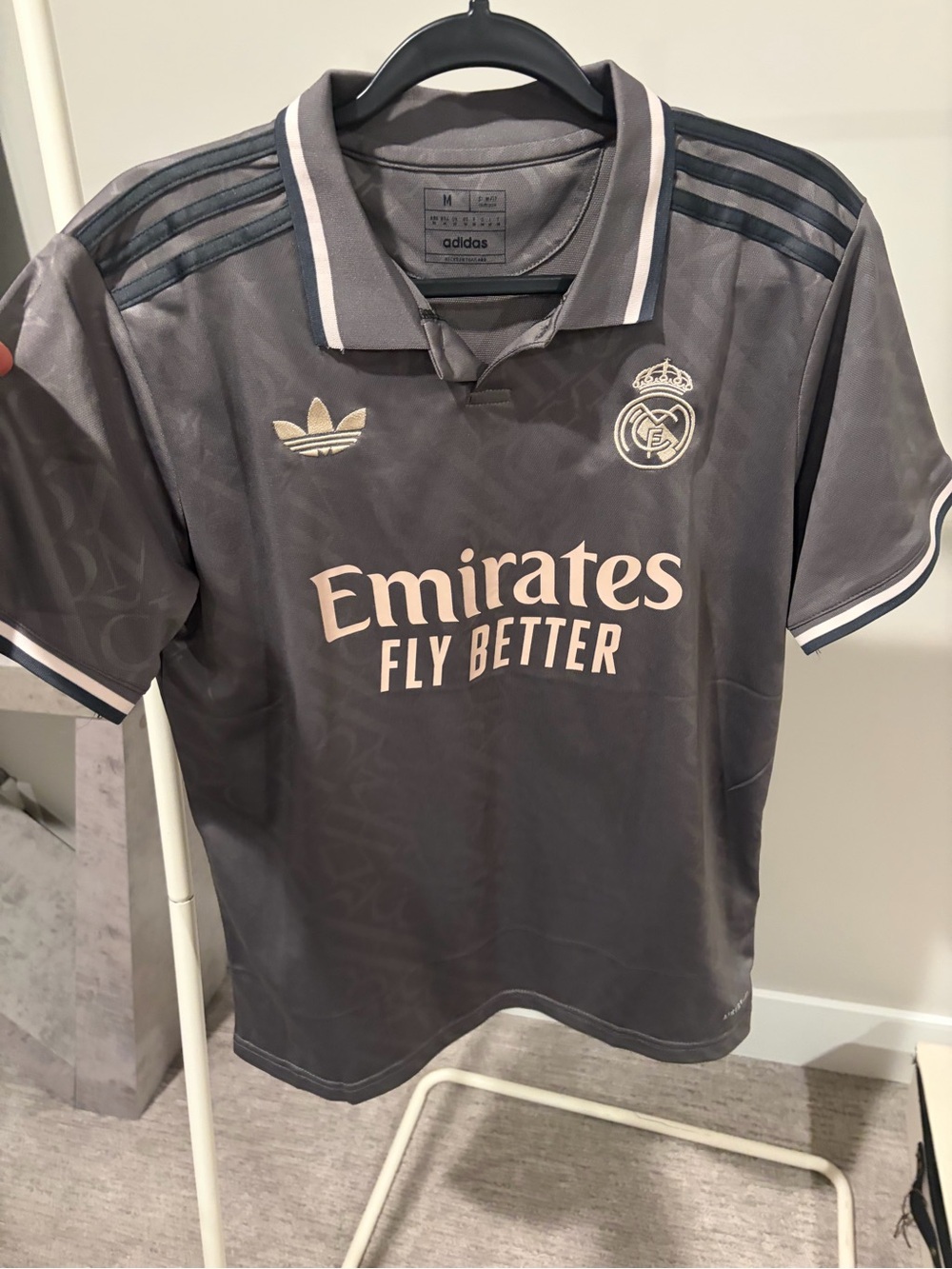 Adidas Real Madrid Men's Grey Training Jersey - Emirates Fly Better